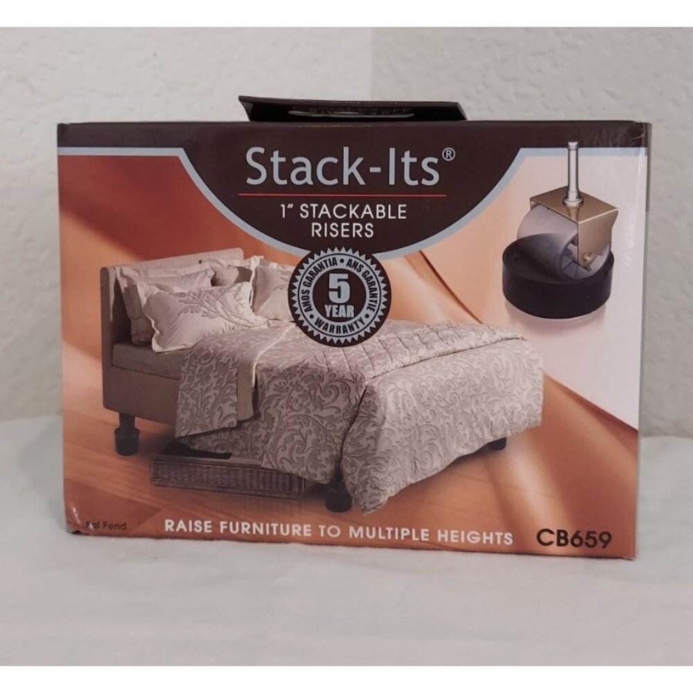 Adjustable Bed/Furniture Risers Set of 8, Black Slipstick cb659 Height Adjuster